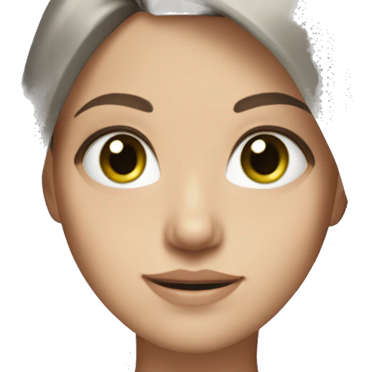 white girl with green eyes and brown hair with grey shirt emoji
