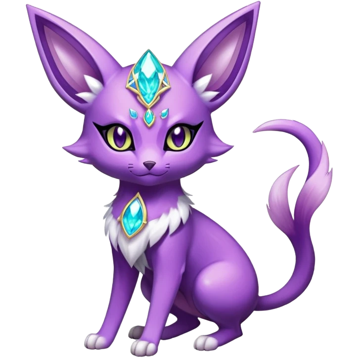 Shiny Exotic Elemental Espeon-Persian-Pokémon-Fakémon-hybrid-creature (full body) emoji