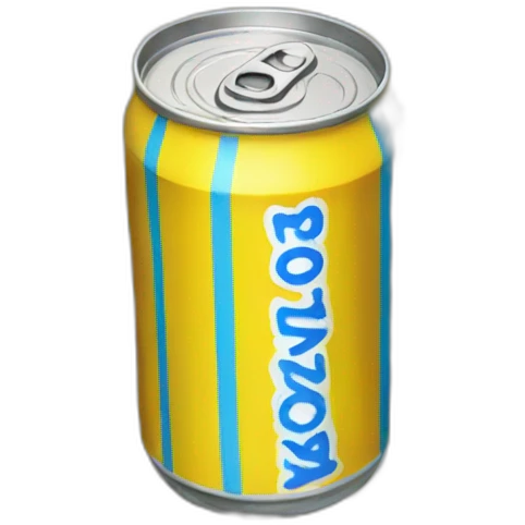 Yellow soda can with blue stripe emoji