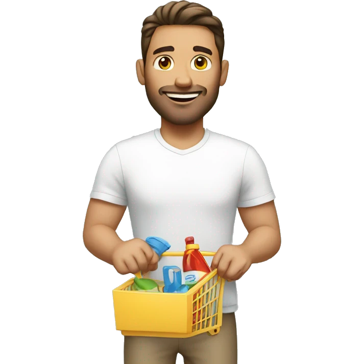 white man is going with product cart emoji