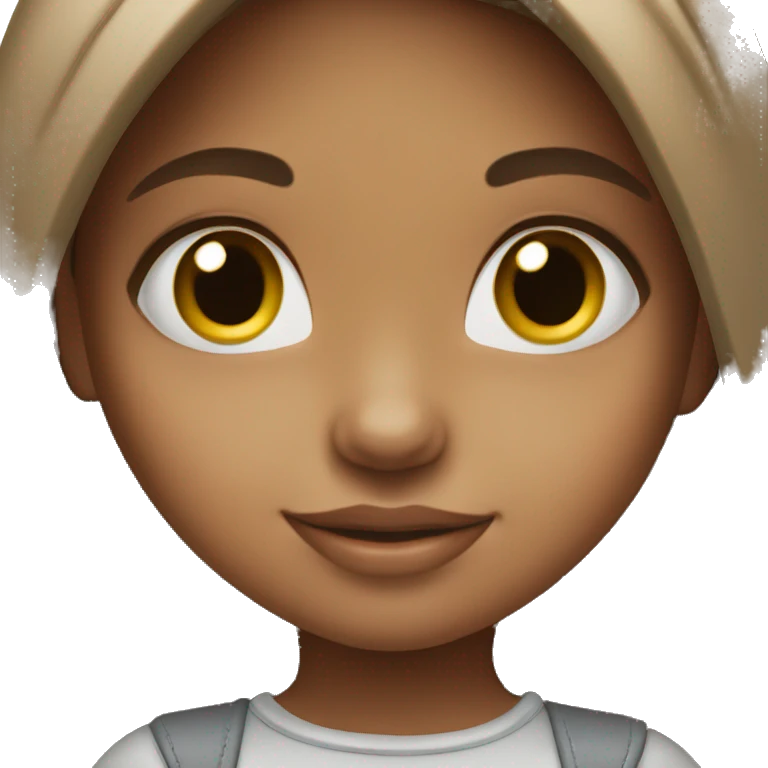 Little girl with straight long brown hair wearing silver heart necklace  emoji