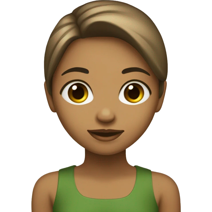menina criança olhos verdes, cabelo no ombro marrom liso, pele bege claro emoji