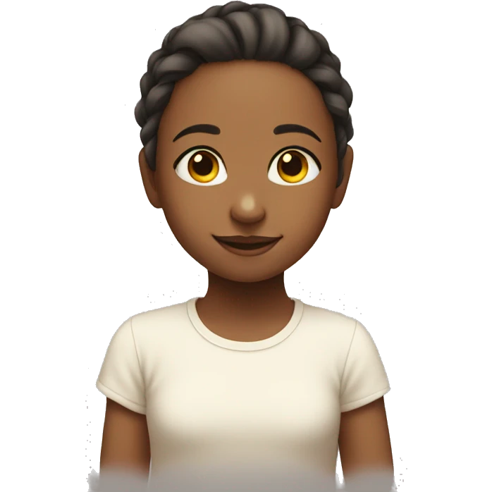 smiling girl looking down with baby indoors emoji
