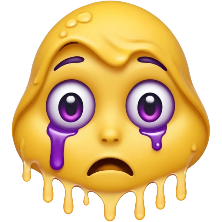 Wide eyes / Shadow to represent fear. make it a yellow emoji with purple sweat dripping down the head emoji