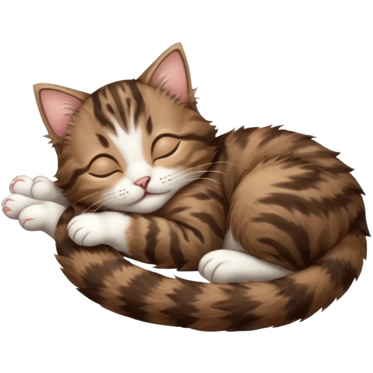 dark brown tabby and white kitten sleeping on its back emoji