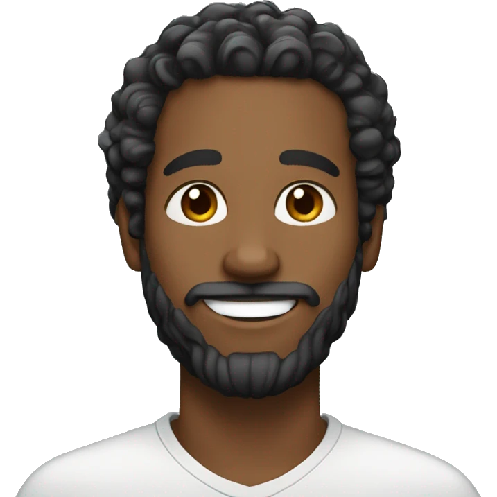 a black man, curl hair, smiling, thin beard emoji