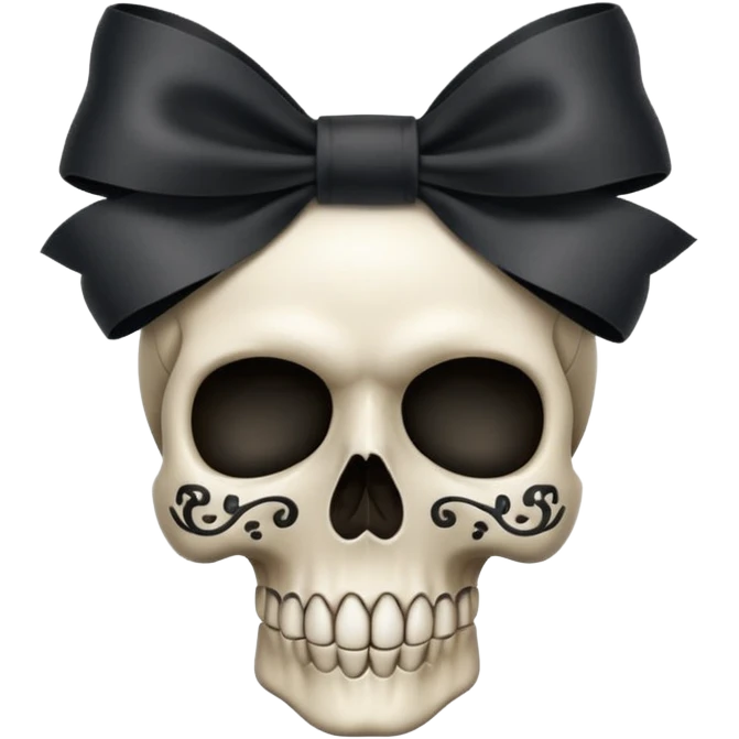 RIBBON SKULLBLACK RIBBON SKULL emoji