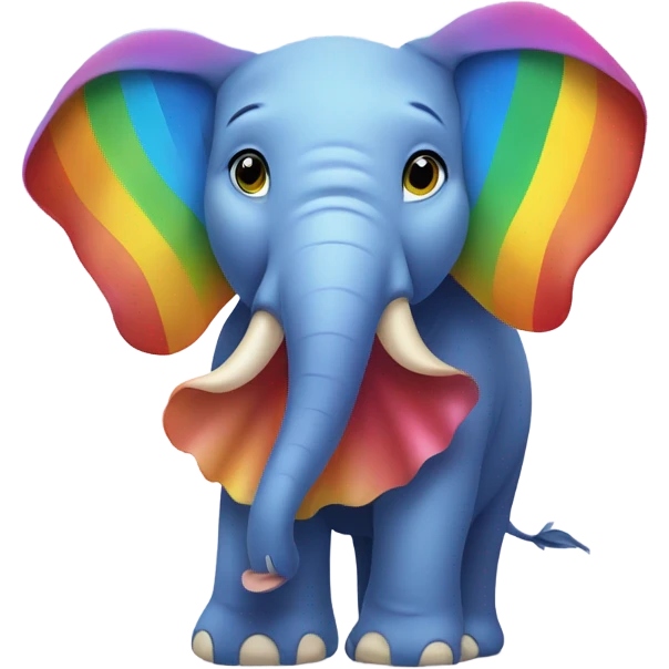 Rainbow elephant fanning duck with its ears emoji