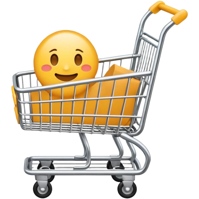 shopping cart, cute, rounded, minimal details, emoji style emoji