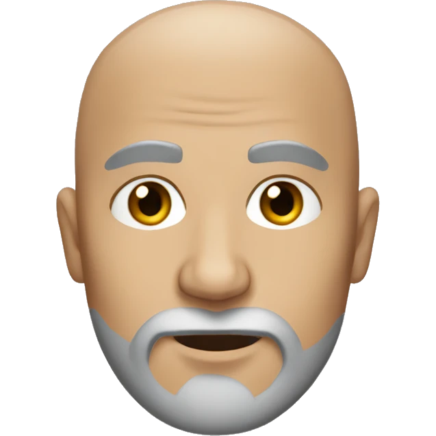 Bald guy with rolled beanie and a black and gray beard emoji