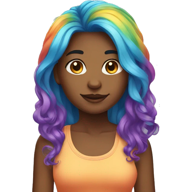 Girl with rainbow hair emoji