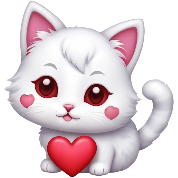 Cute cat with valentines day heart emoji