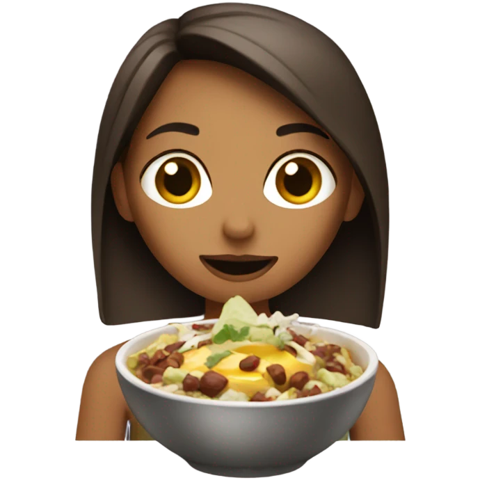 A girl eating a chipotle bowl  emoji