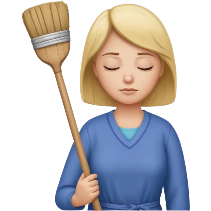 Sleeping Mom holding broom emoji