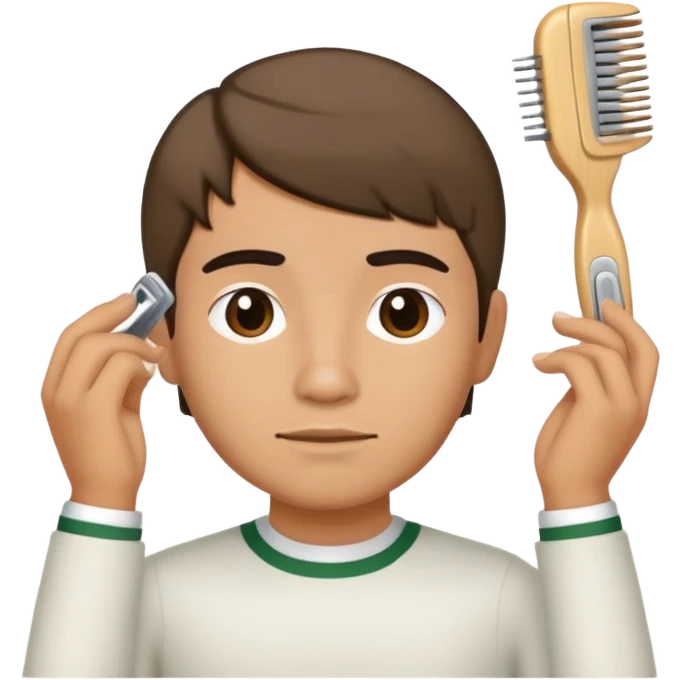 mexican person with a edgar haircut fixing hair emoji