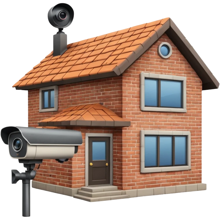 House with a big security camera emoji