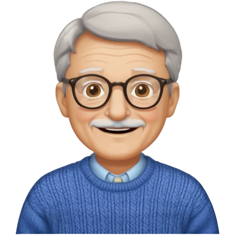 Old man, happy, wearing glasses and sweater


 emoji
