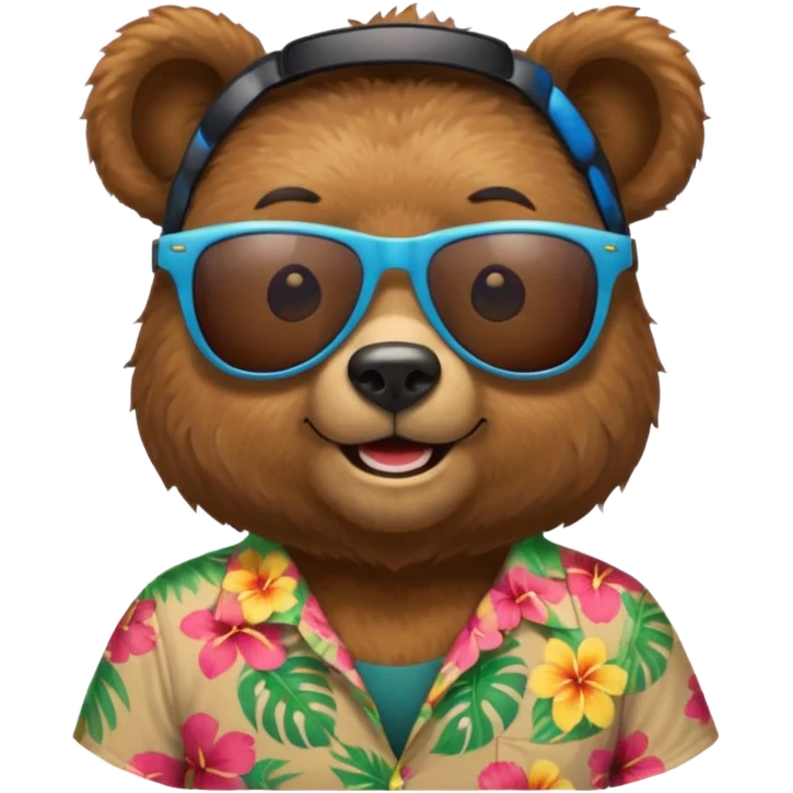 bear with aloha shirt wearing sunglasses emoji