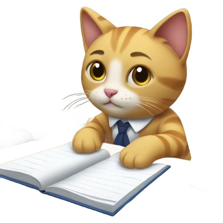Cat taking exam emoji