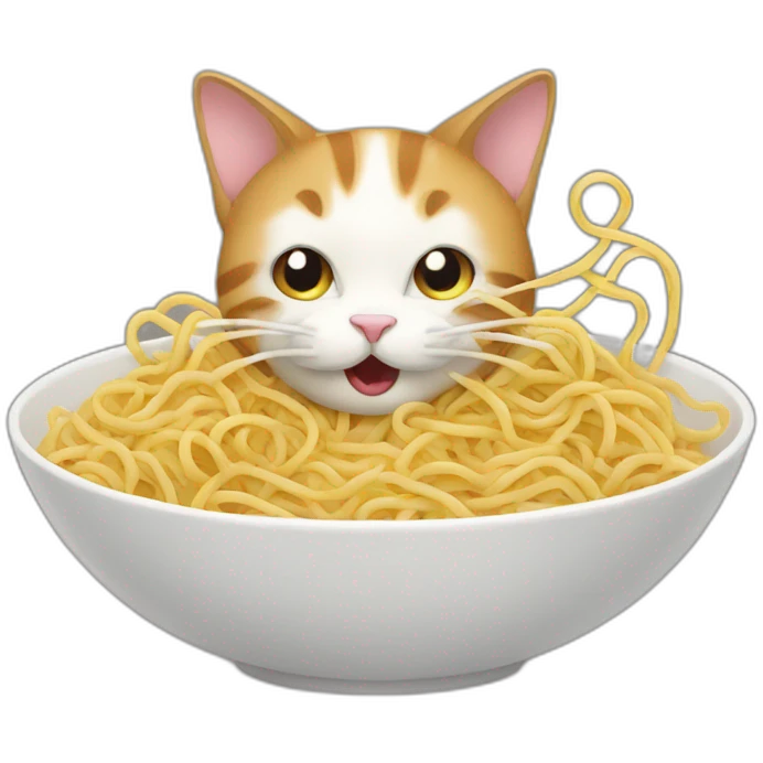 Cat eating noodles emoji
