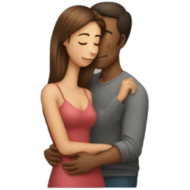 Une femme fait un bisous sur la joue d'un homme emoji