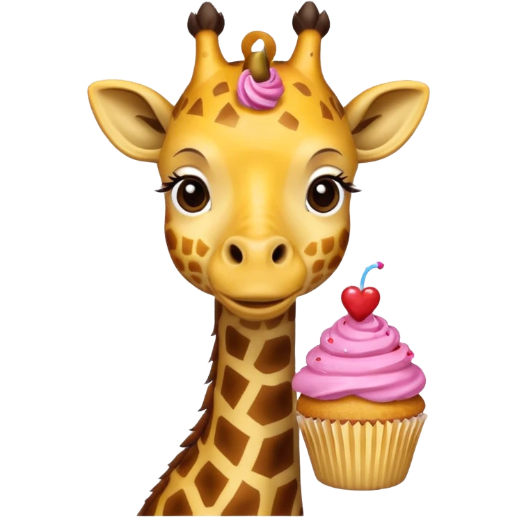 giraffe with cupcake emoji