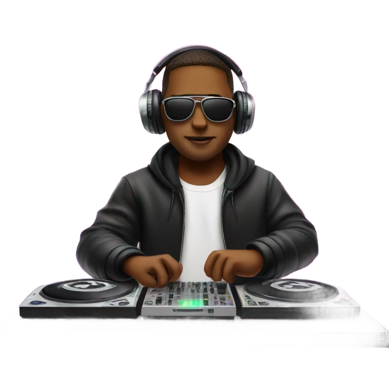 Dj with dj board and lazers emoji