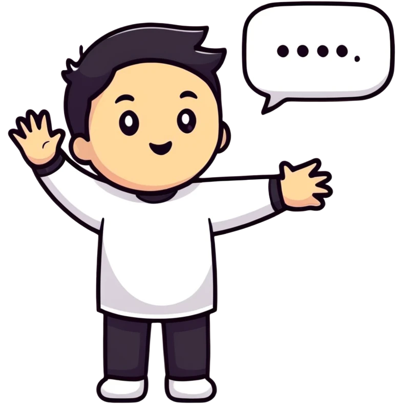 cartoon character asking for more with speech bubble emoji