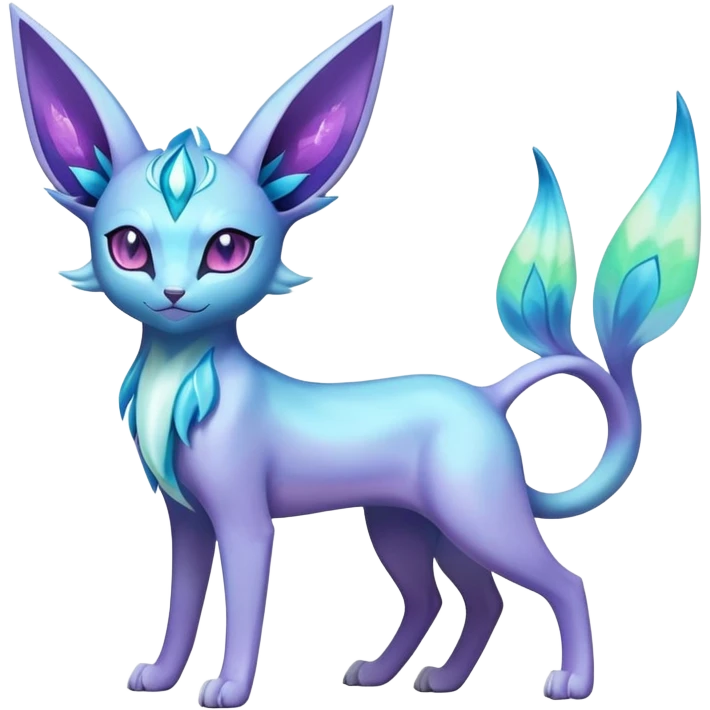 Colorful Iridescent Exotic Espeon-Aurorus-Glaceon-Fakémon-hybrid-creature (full body)  emoji