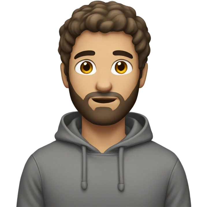 brown hair man beard grayhoodie emoji