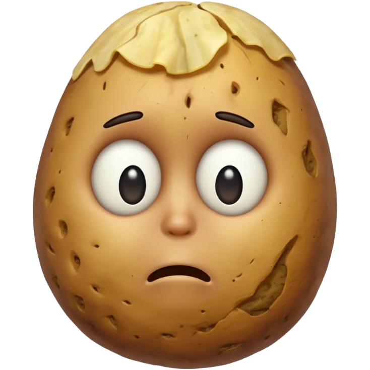 Potato that is confused with hand scratching his head with no mouth and eyes emoji
