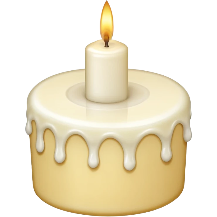 white candle with a cake underneath emoji