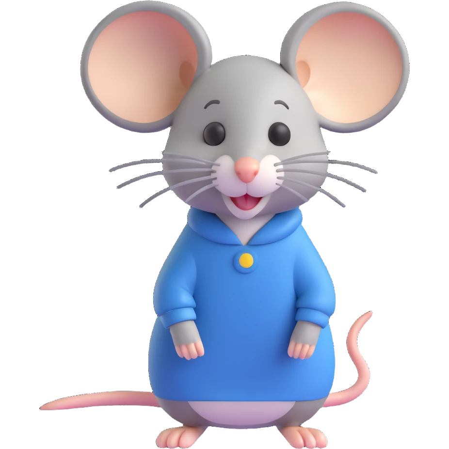 female mouse with very short gray-blond hair emoji