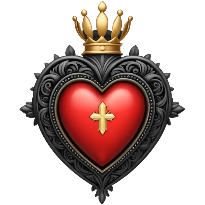 metal music style black Sacred heart emoji