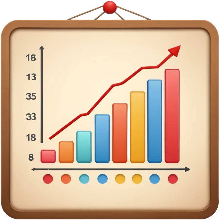 a board with a paper, the paper has bar graph in it, in neutral color emoji
