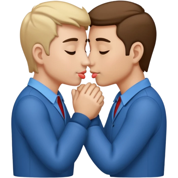 make 2 seductive men kissing and holding hands emoji