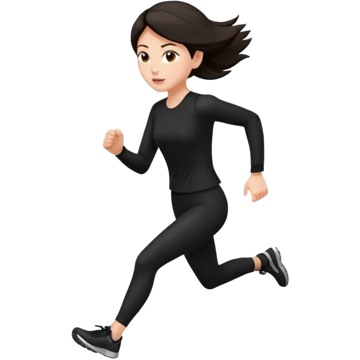 Head to toe Body woman from the front run’ing toward the screen White skin black/brown hair in black clothes emoji