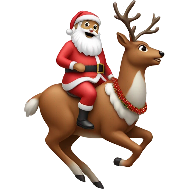 Santa riding Rudolph wearing a Tu-tu emoji