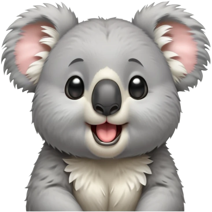 cinematic-cute-yawning-fluffy koala-portrait-emoji,-head-tilted-slightly-with-a-dramatic,-wide-open-yawn,-showcasing-a-soft,-downy-grey-fur-with-drooping-ears-and-round-eyes-barely-open-in-drowsy-contentment,-simplified-yet-irresistibly-adorable, realistic fluffy emoji
