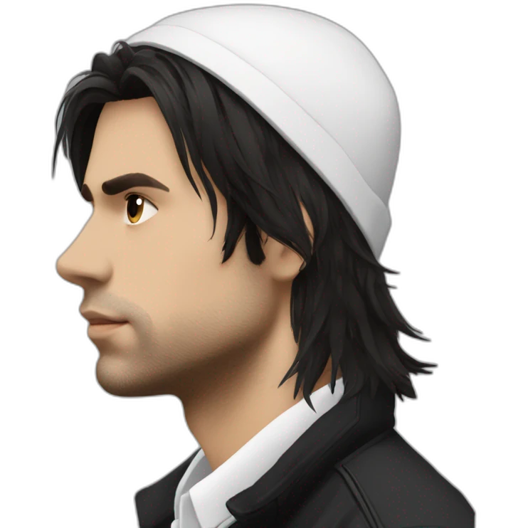 Orelsan black hairs with a White streak  france emoji