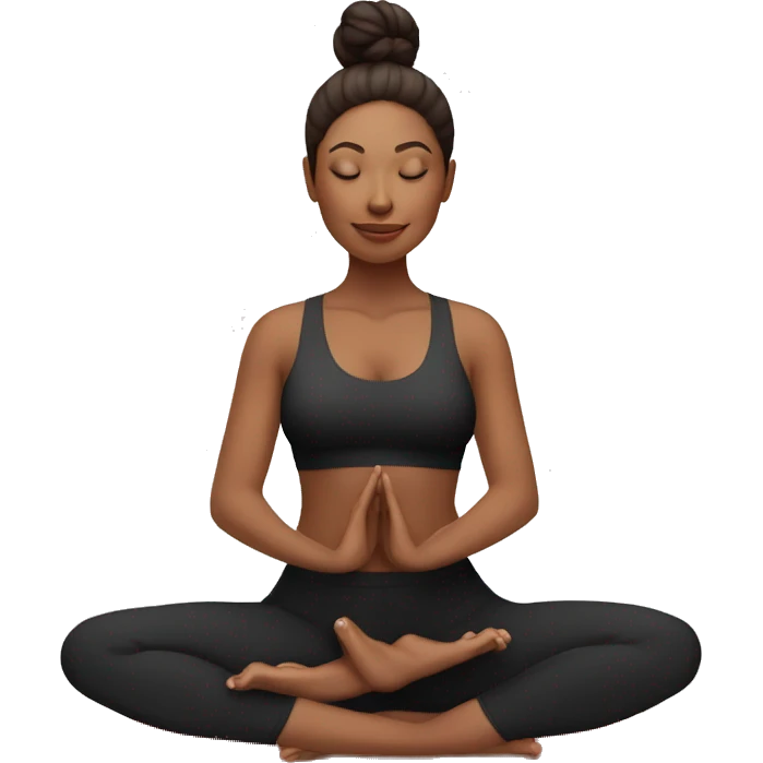 mujer con el cabello roja y piel blanca haciendo yoga con ropa negra emoji