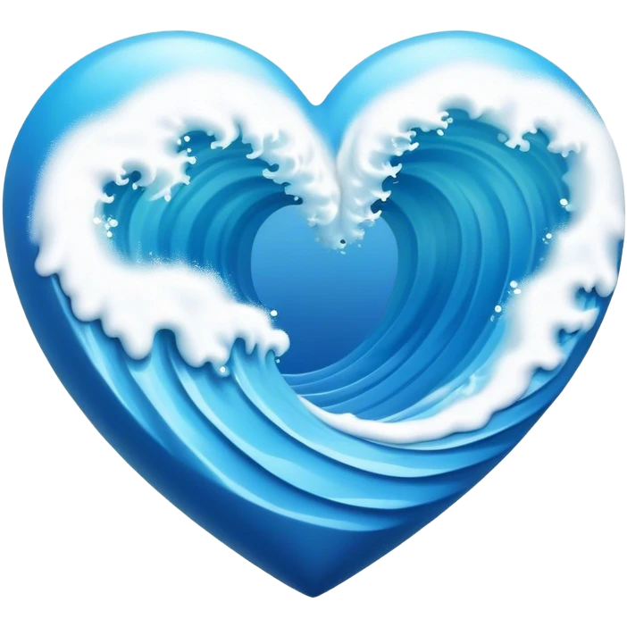 Sea wave in 3d heart emoji
