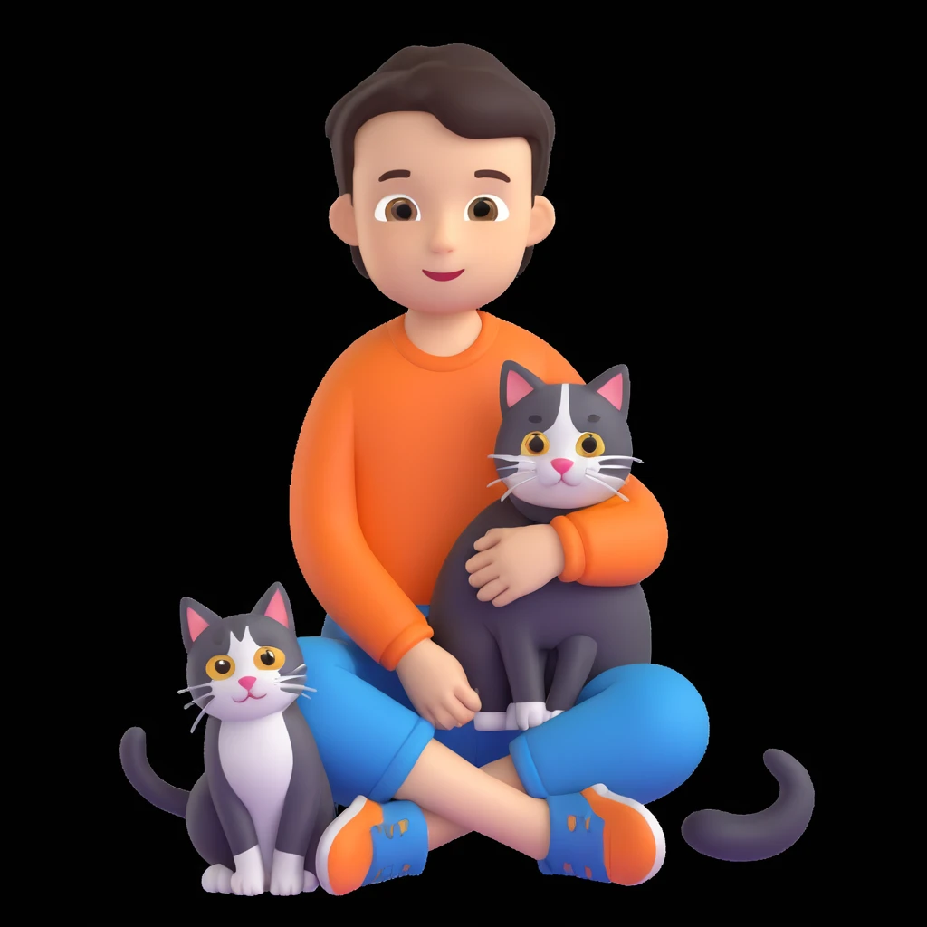 boy and cat pet emoji