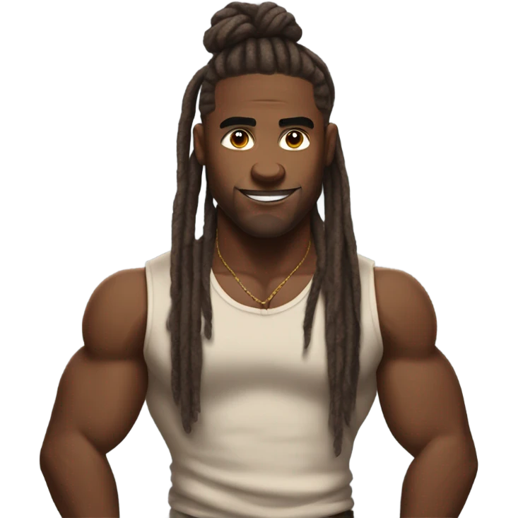 Flexing brown with tattoos and long dreadlocks  emoji