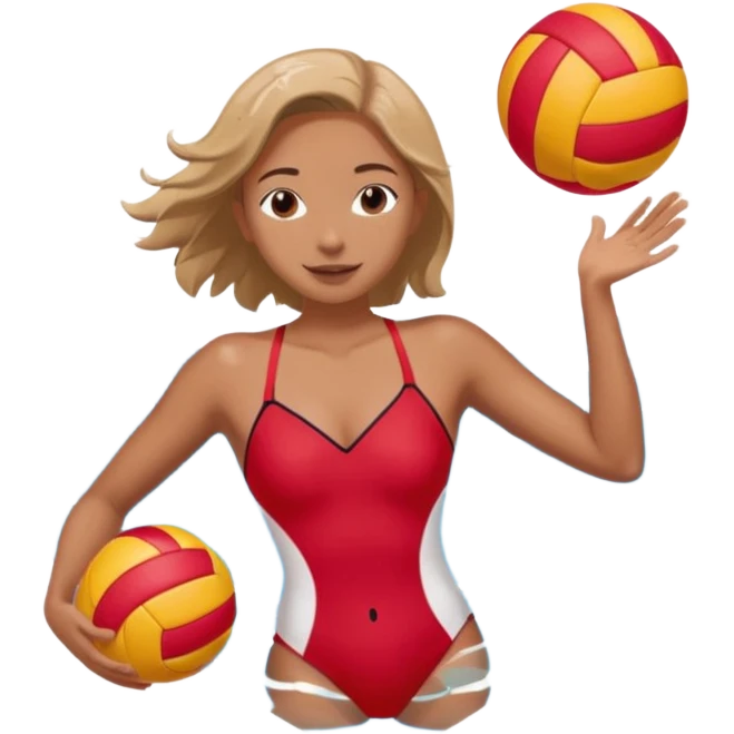 Natación  y voley en un corazón de color  emoji