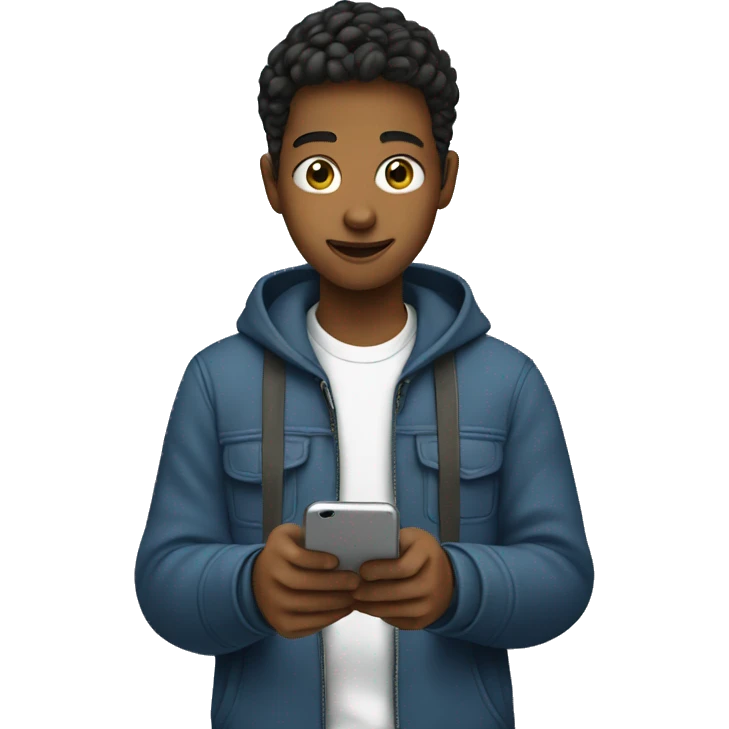 Teenager scrolling on a smartphone emoji