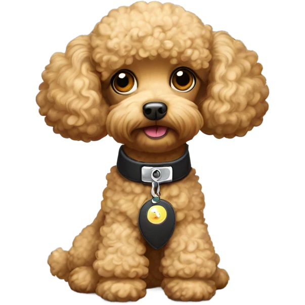 Toy Poodle with a collar and the name Moon emoji