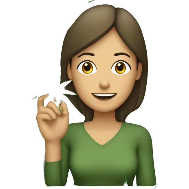 mujer con tijeras en sus manos y de fondo plantas de cannabis emoji