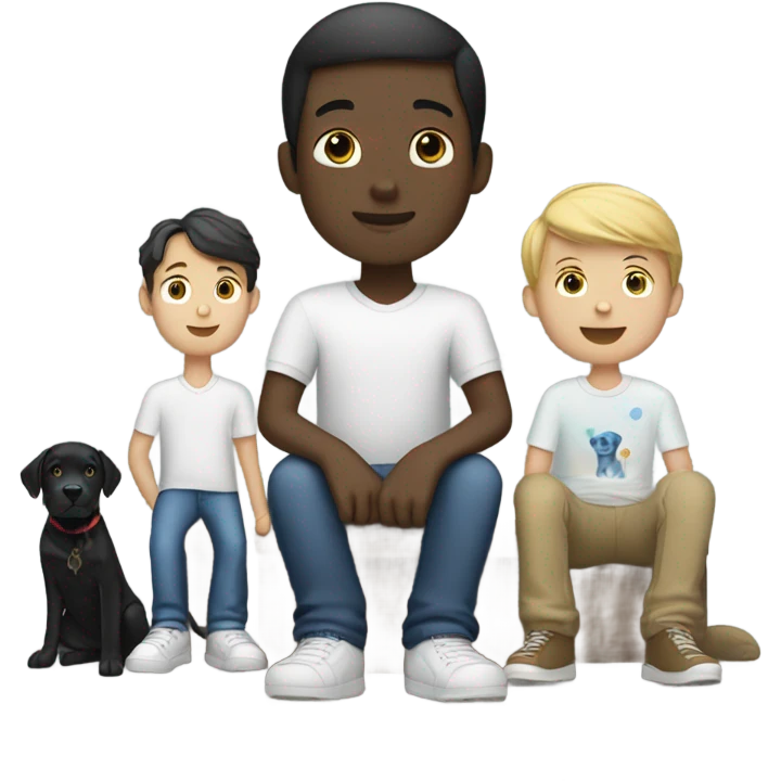 Black lab with two white teenage boys  emoji