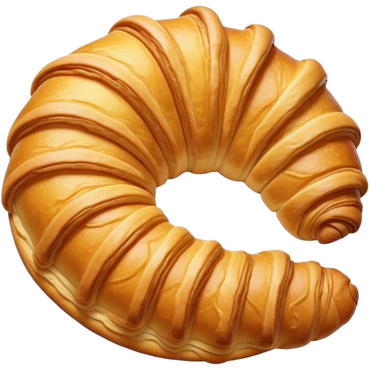 Cinematic Realistic Croissant Pastry Emoji, depicted as a flaky, buttery crescent with a golden, crisp exterior rendered with exquisite detail and warm, inviting lighting. emoji